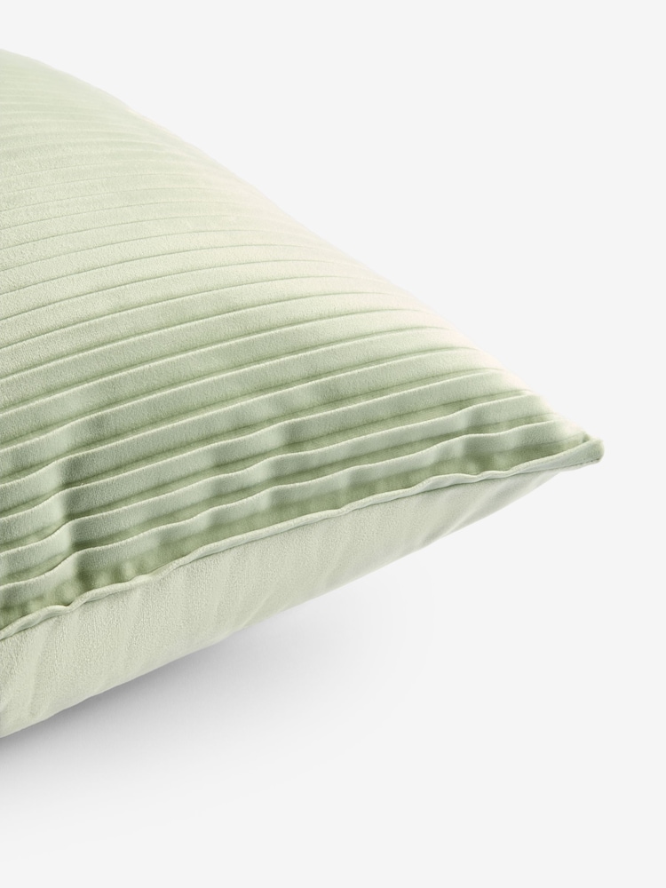 Sage Green 59 x 59cm Velvet Pleat Cushion - Image 5 of 5
