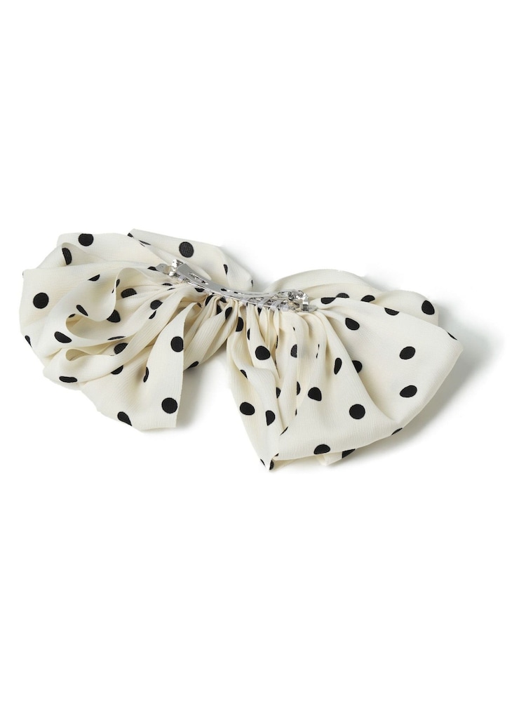 Aela Floppy White Polka Dot Hair Bow - Image 4 of 4 Aela Floppy White Polka Dot Hair Bow - Image 4 of 4