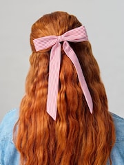 Aela Pink Stripe Skinny Hair Bow - Image 4 of 4
