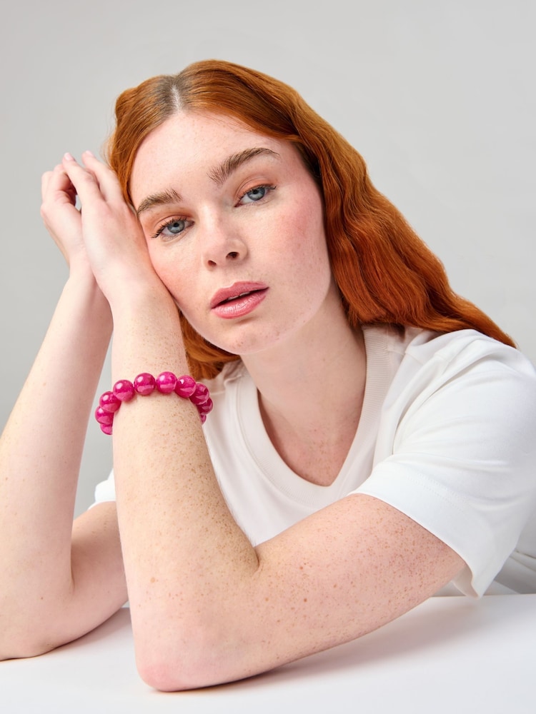 Aela Pink Stone Stretch Bracelet - Image 3 of 3