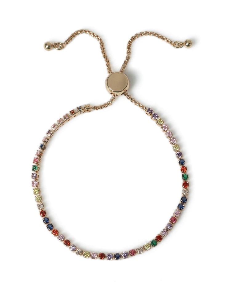 Aela Gold Tone Rainbow Diamond Simulant Tennis Tie Me Up Bracelet - Image 1 of 2