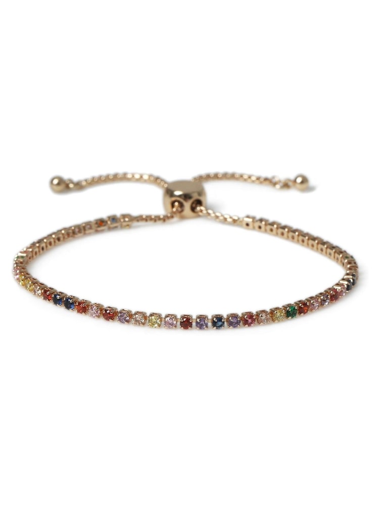 Aela Gold Tone Rainbow Diamond Simulant Tennis Tie Me Up Bracelet - Image 2 of 2