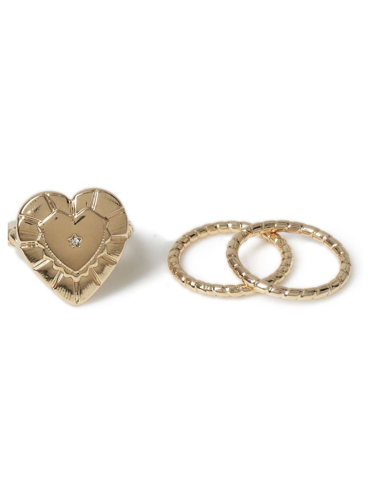 Aela Gold Tone Heart Charm Rings Multipack - Image 1 of 2