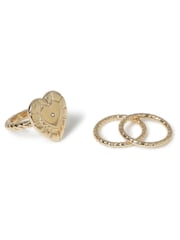 Aela Gold Tone Heart Charm Rings Multipack - Image 2 of 2