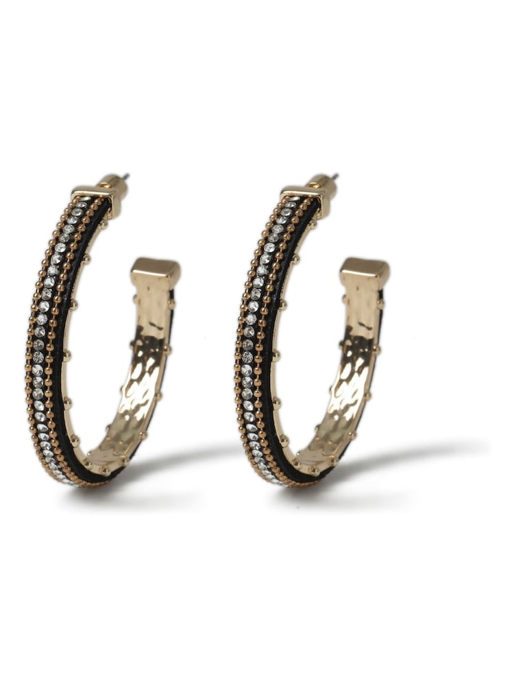 Aela Black Studded Hoop Earrings - Image 1 of 3