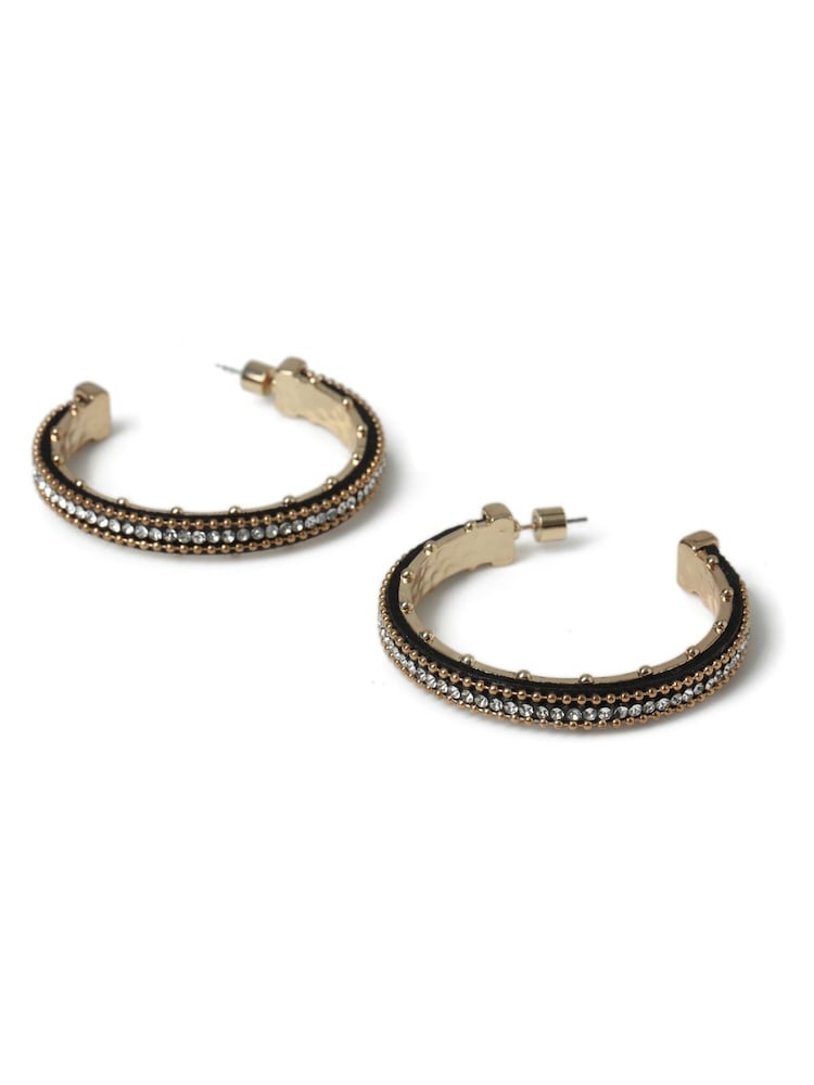 Aela Black Studded Hoop Earrings - Image 2 of 3