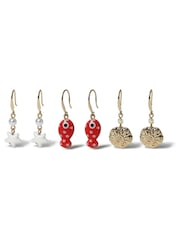 Aela Gold Tone Sealife Drop Earrings 3 Pack - Image 1 of 2