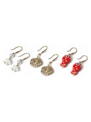 Aela Gold Tone Sealife Drop Earrings 3 Pack - Image 2 of 2