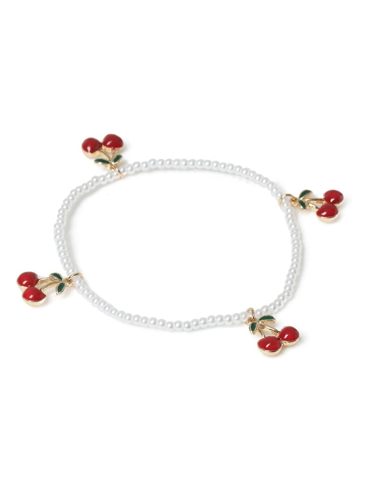 Aela Pearl Cherry Stretch White Anklet - Image 2 of 2