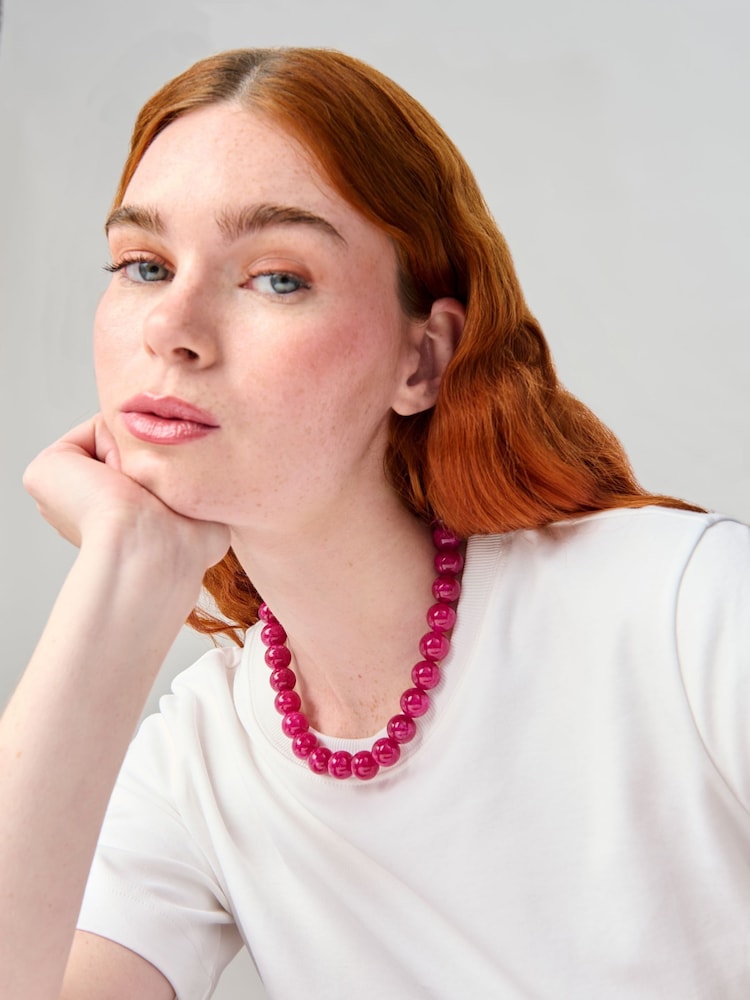 Aela Pink Natural Stone Necklace - Image 3 of 3