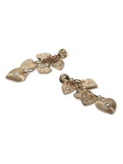 Aela Gold Tone Heart Charm Drop Earrings - Image 2 of 4
