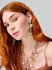 Aela Gold Tone Heart Charm Drop Earrings - Image 3 of 4
