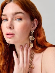 Aela Gold Tone Heart Charm Drop Earrings - Image 4 of 4