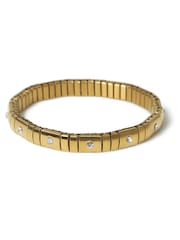 Aela Gold Tone Waterproof Stainless Steel Stone Set Stretch Bracelet - Image 1 of 2