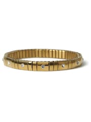 Aela Gold Tone Waterproof Stainless Steel Stone Set Stretch Bracelet - Image 2 of 2