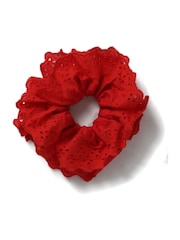 Aela Red Broderie Oversized Scrunchie - Image 1 of 3