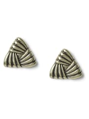 Aela Gold Tone Ridged Stud Earrings - Image 1 of 2