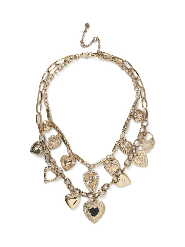 Aela Gold Tone Layered Heart Charm Necklace - Image 1 of 3