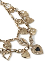 Aela Gold Tone Layered Heart Charm Necklace - Image 2 of 3
