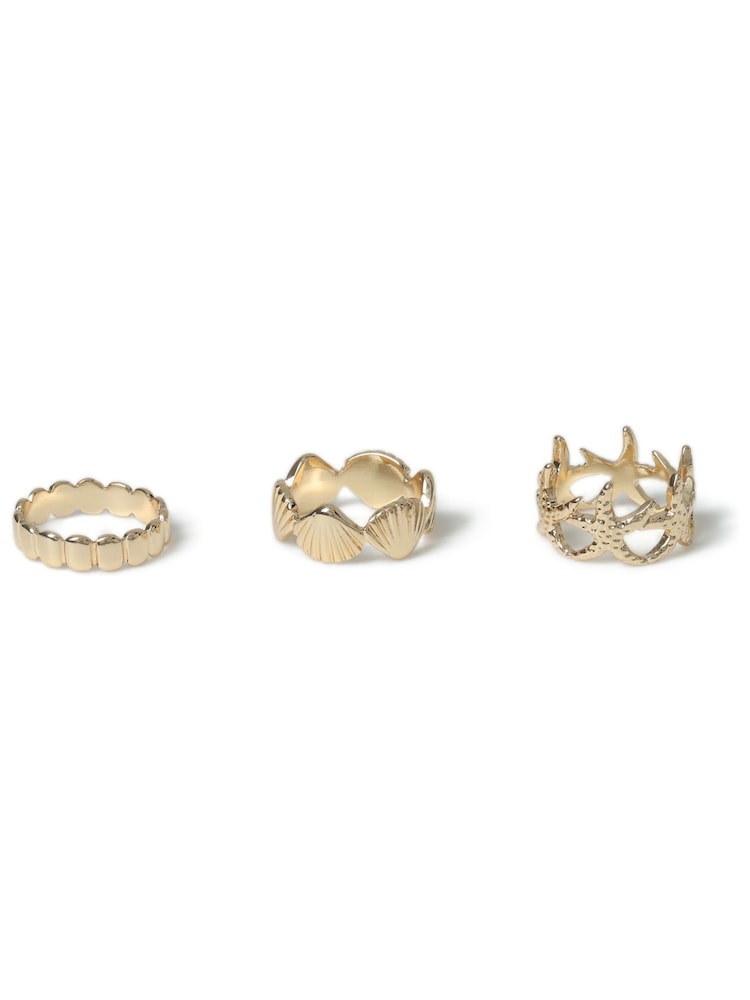 Aela Gold Tone Shell and Starfish Rings Pack - Image 1 of 2