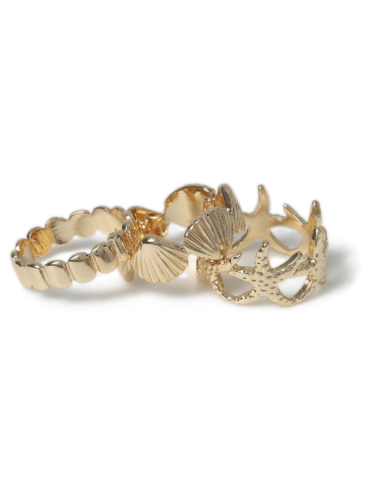 Aela Gold Tone Shell and Starfish Rings Pack - Image 2 of 2