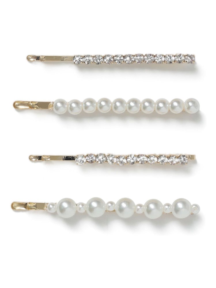 Aela Pearl and Crystal White Hair Slide Set - Image 1 of 2