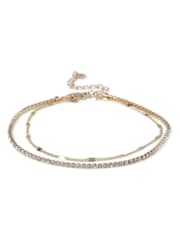Aela Gold Tone Two Row Cupchain Anklet - Bild 1 von 2