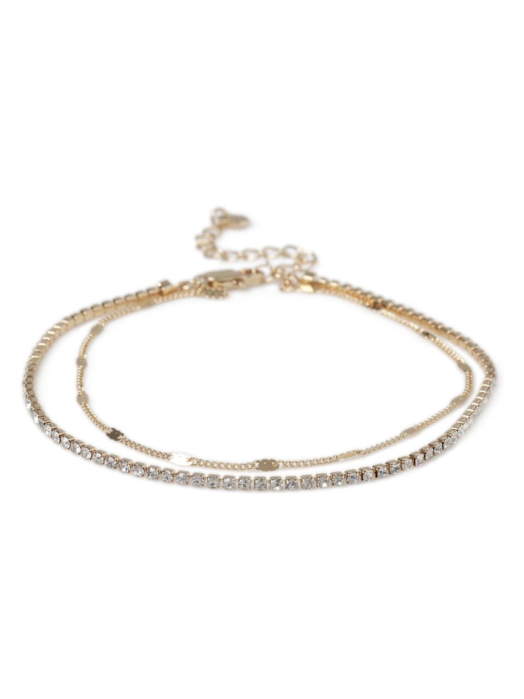 Aela Gold Tone Two Row Cupchain Anklet - Bild 1 von 2