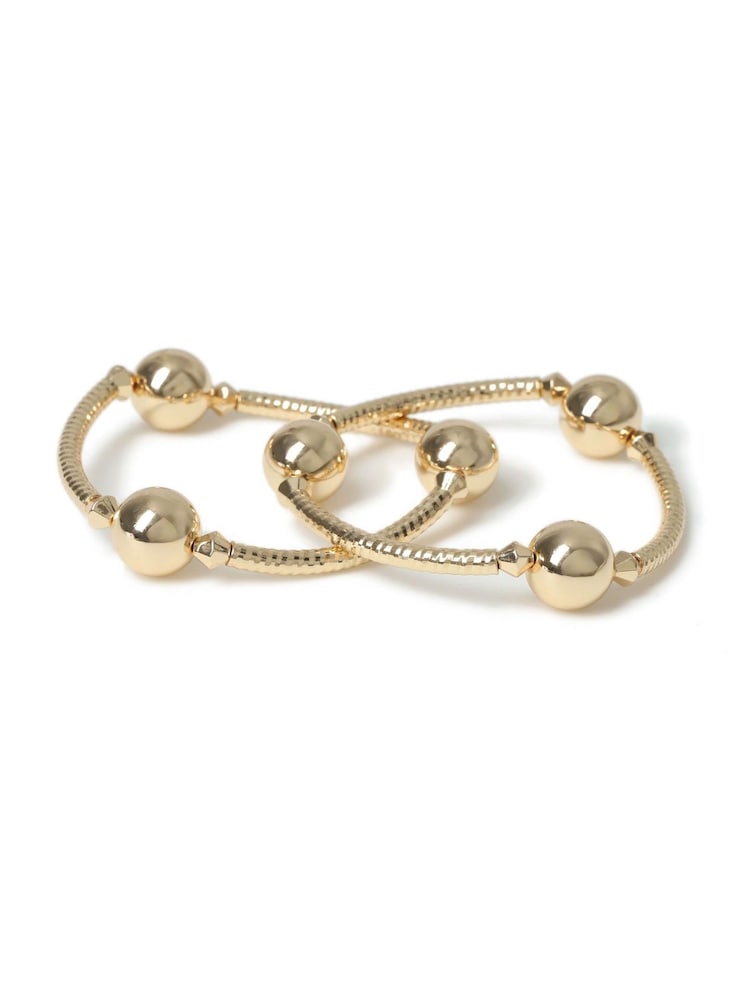Aela Gold Tone Stretch Ball Bracelet - Image 1 of 2