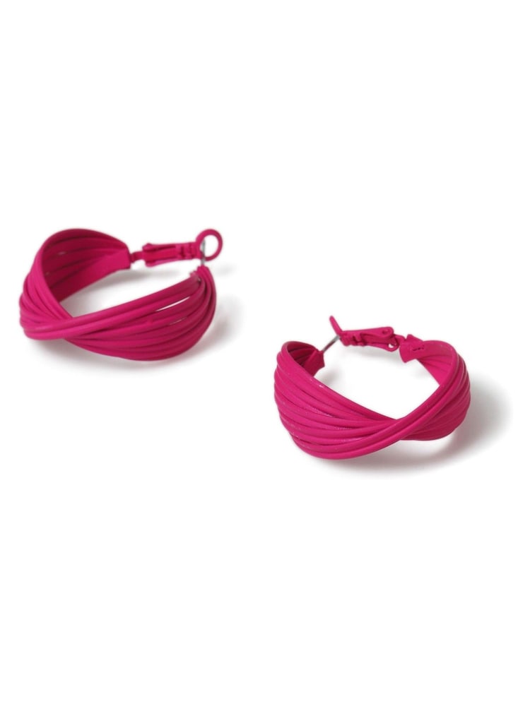 Aela Pink Powdercoat Hoop Earrings - Image 1 of 2
