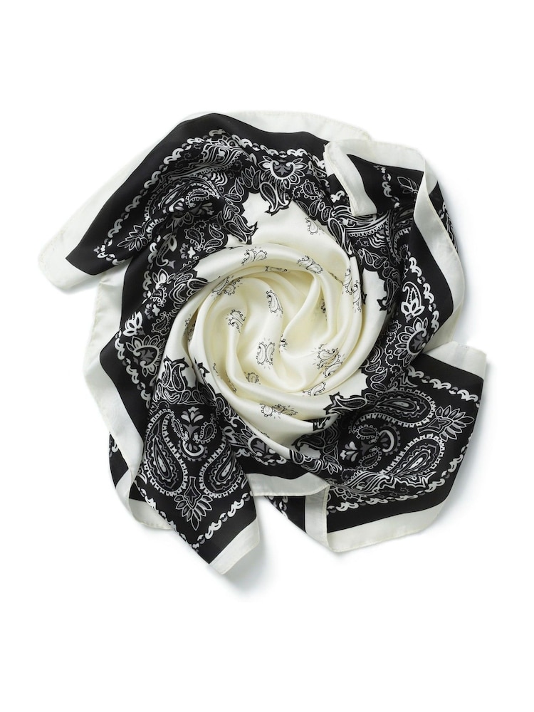 Aela Paisley Print Tie Me Up Black & White Scarf - Image 3 of 3