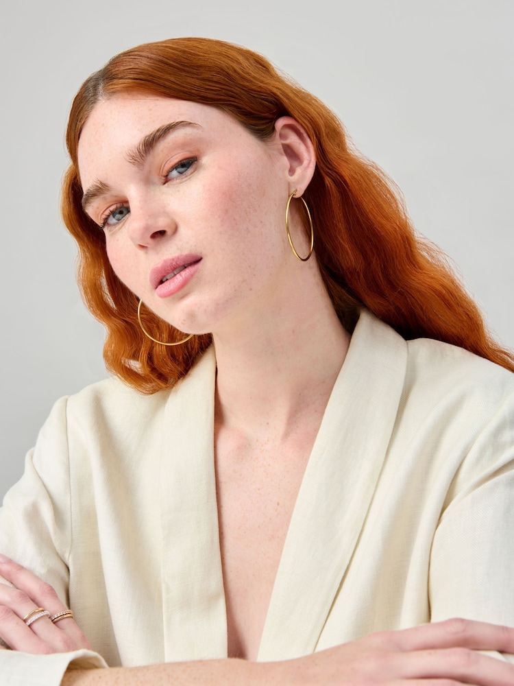 Aela Gold Tone Waterproof Large Stainless Steel Hoops - Image 1 of 1 Aela Gold Tone Waterproof Large Stainless Steel Hoops - Image 1 of 1