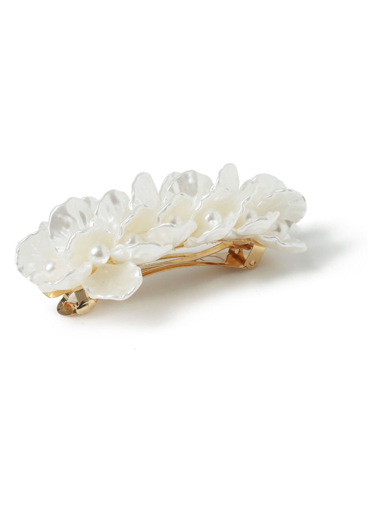 Aela Cream Flower Pearl Hair Barrette Clip - Image 2 of 4