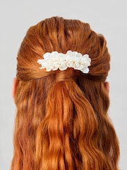 Aela Cream Flower Pearl Hair Barrette Clip - Image 3 of 4