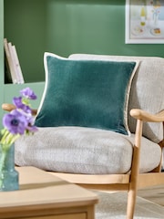 Dark Teal Loxley Velvet 50 x 50cm Cushion - Image 1 of 5