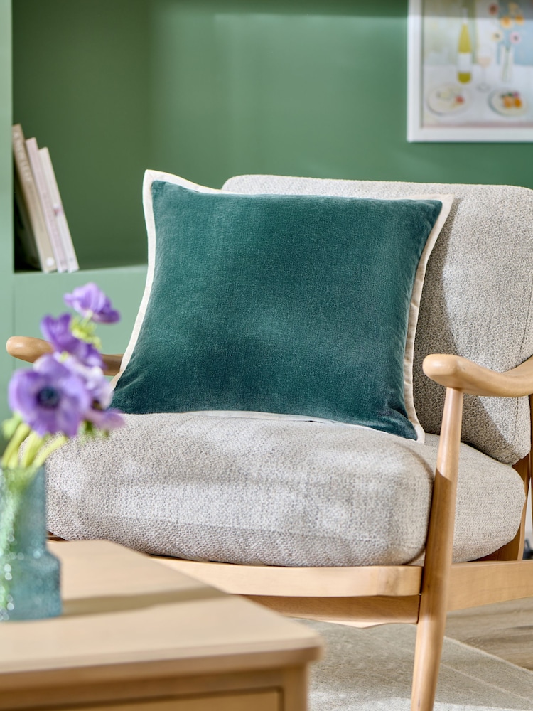 Dark Teal Loxley Velvet 50 x 50cm Cushion - Image 1 of 5