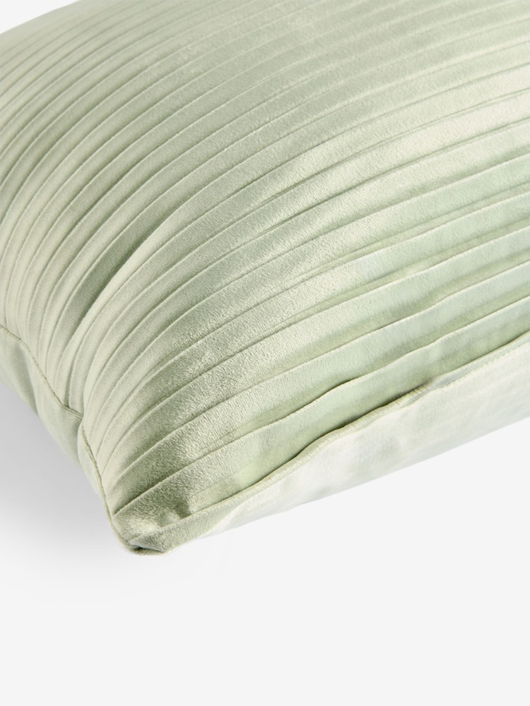 Sage Green 40 x 59cm Velvet Pleat Cushion - Image 6 of 6 Sage Green 40 x 59cm Velvet Pleat Cushion - Image 6 of 6