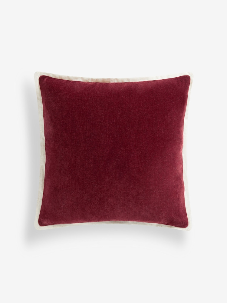 Berry Red Loxley Velvet 50 x 50cm Cushion - Image 2 of 5 Berry Red Loxley Velvet 50 x 50cm Cushion - Image 2 of 5