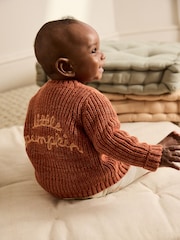 Orange Little Pumpkin 100% Cotton Slogan Baby Cardigan - Image 1 of 10