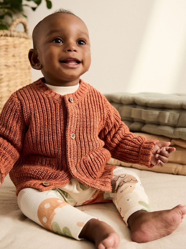 Orange Little Pumpkin 100% Cotton Slogan Baby Cardigan - Image 2 of 10 Orange Little Pumpkin 100% Cotton Slogan Baby Cardigan - Image 2 of 10