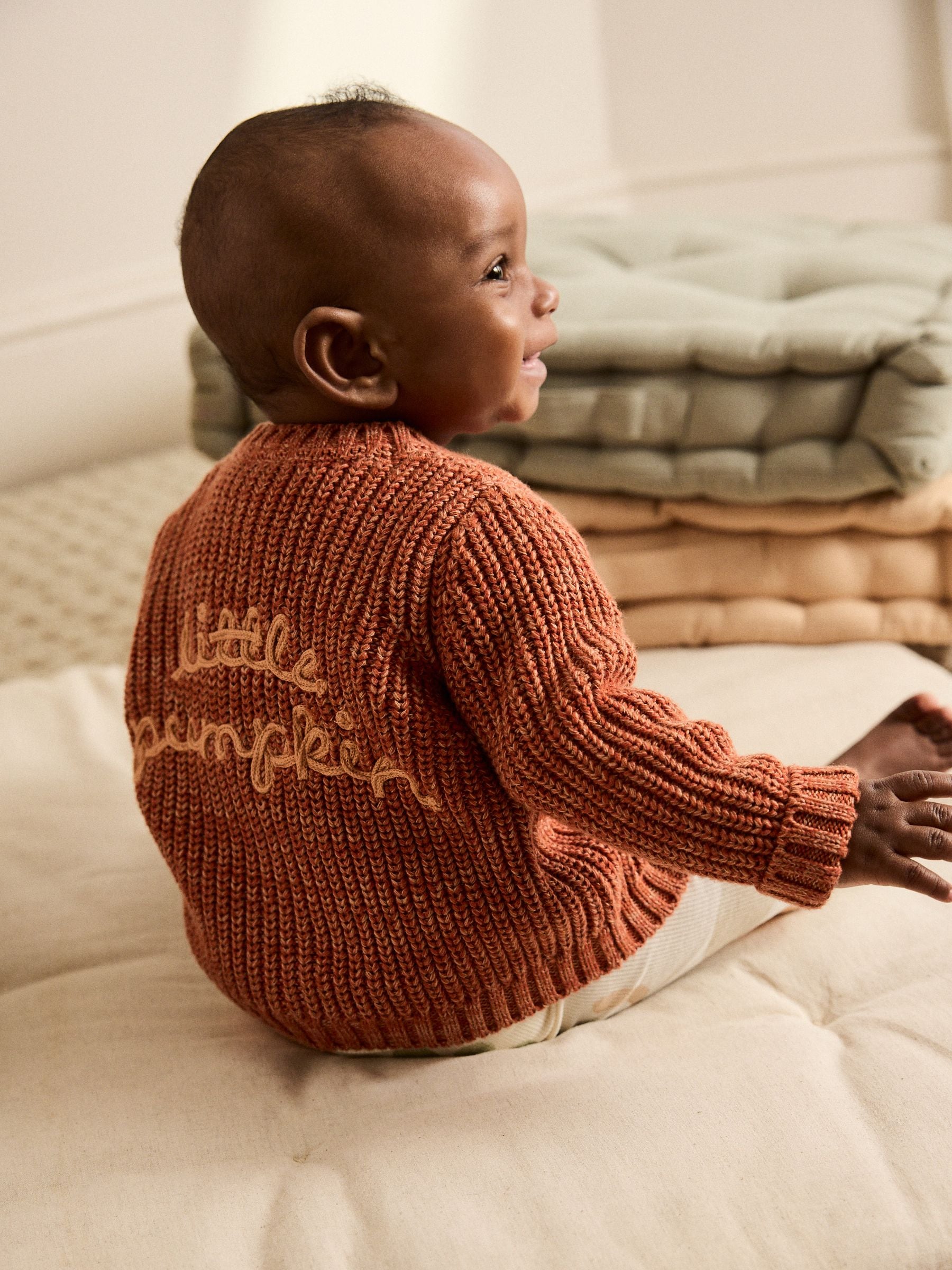 Buy Orange Little Pumpkin 100% Cotton Slogan Baby Cardigan from