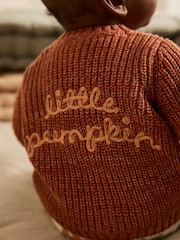 Orange Little Pumpkin 100% Cotton Slogan Baby Cardigan - Image 4 of 10