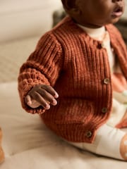 Orange Little Pumpkin 100% Cotton Slogan Baby Cardigan - Image 5 of 10
