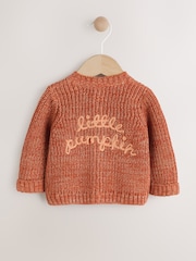 Orange Little Pumpkin 100% Cotton Slogan Baby Cardigan - Image 6 of 10
