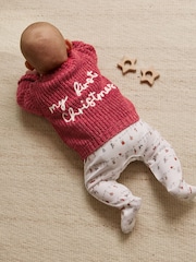 Red 100% Cotton My First Christmas Baby Knitted Cardigan - Image 4 of 12