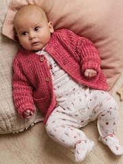 Red 100% Cotton My First Christmas Baby Knitted Cardigan - Image 5 of 12