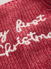 Red 100% Cotton My First Christmas Baby Knitted Cardigan - Image 8 of 12