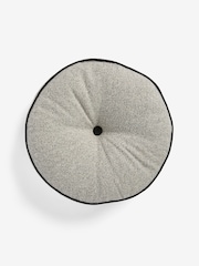 Black Round Aubrey Tweed Velour Trim Cushion - Image 2 of 5
