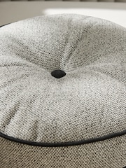 Black Round Aubrey Tweed Velour Trim Cushion - Image 3 of 5