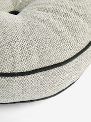 Black Round Aubrey Tweed Velour Trim Cushion - Image 4 of 5